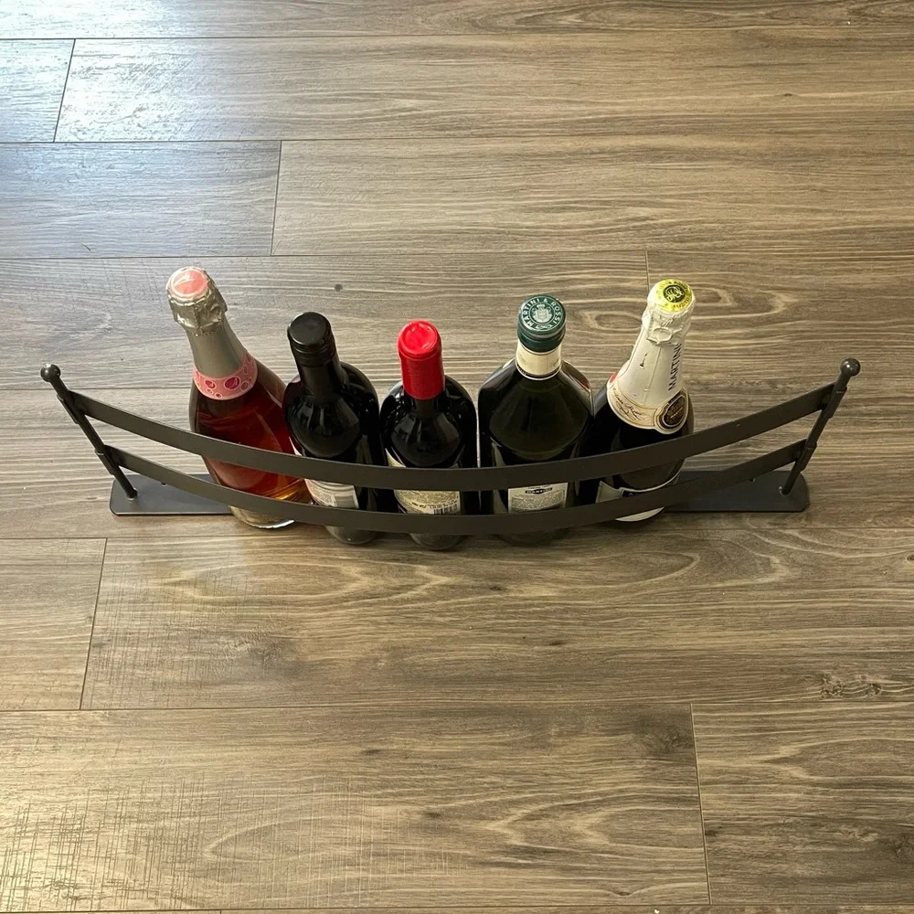 Crate & Barrel Tiburon 8 Bottle Black Metal Wine Rack